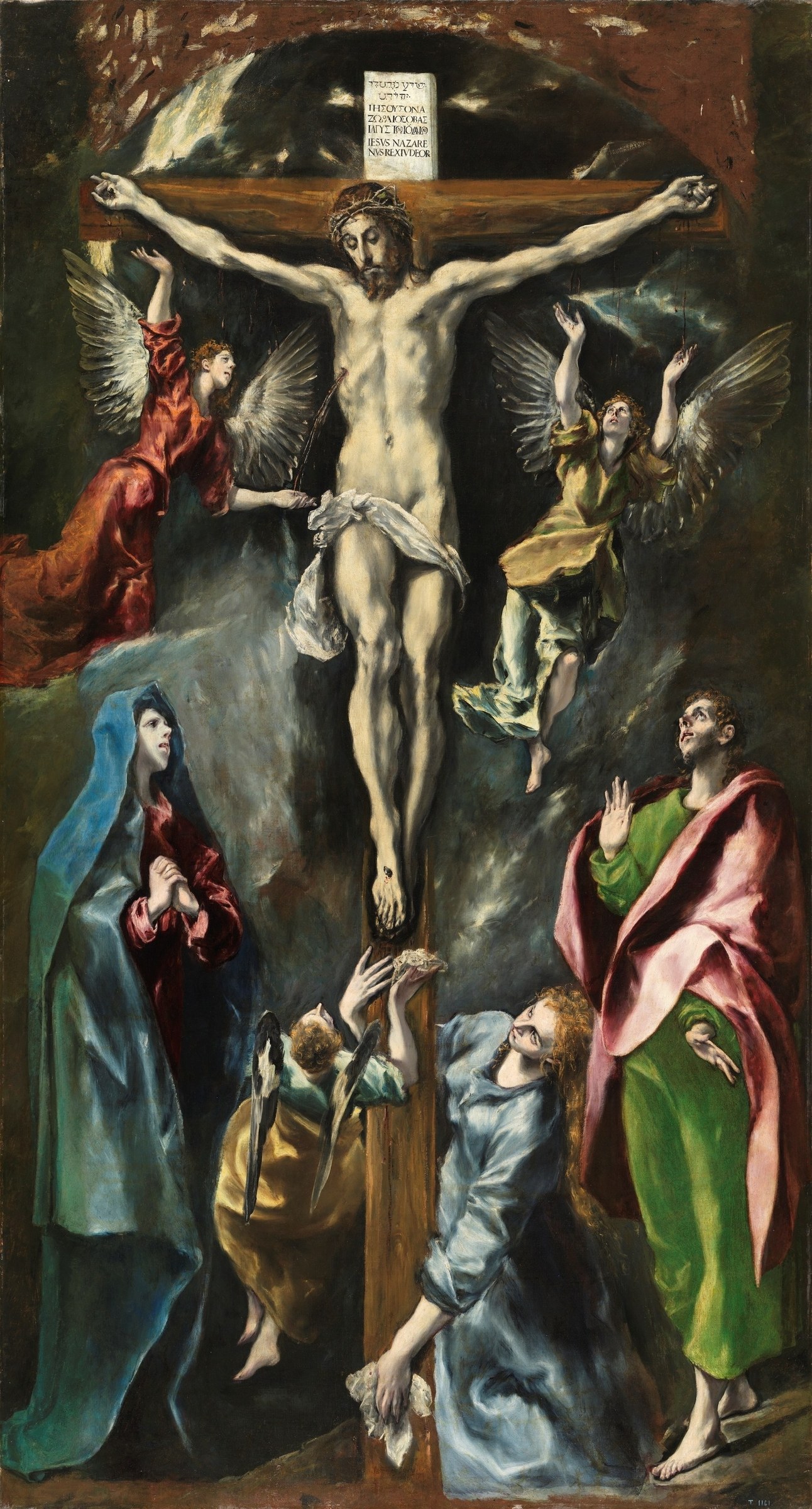 El Greco's Crucifixion: Christ on the cross against a dark sky