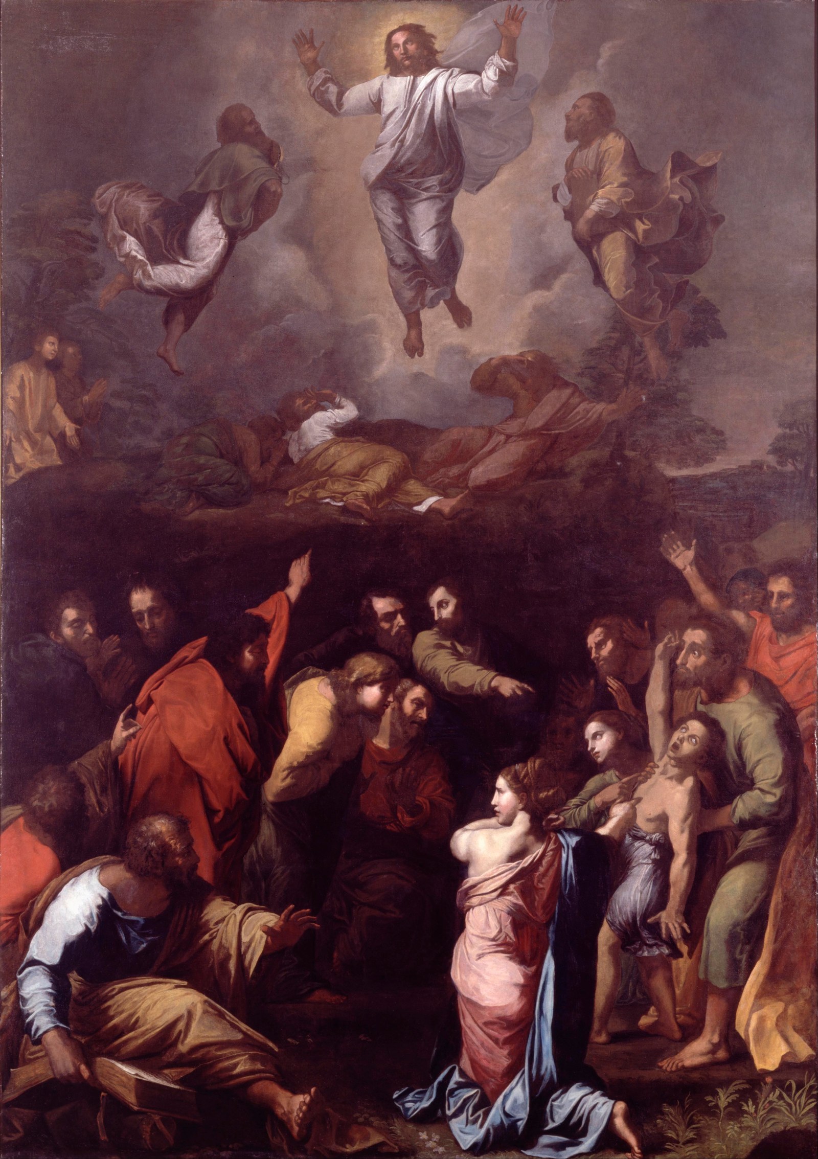 Raphael's Transfiguration, 1516–1520: the radiant Christ above, the apostles and the possessed boy below
