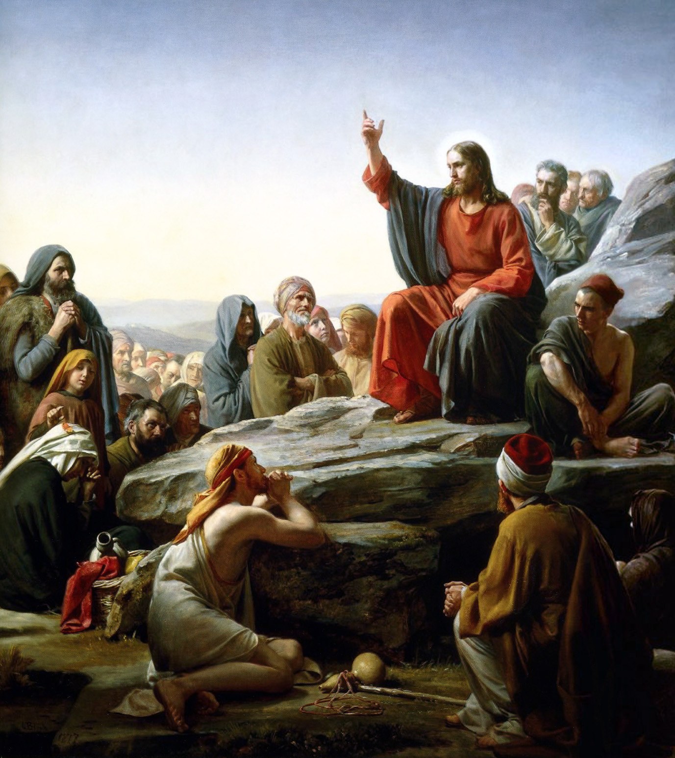 Carl Bloch's Sermon on the Mount: Jesus teaching a crowd on a hillside